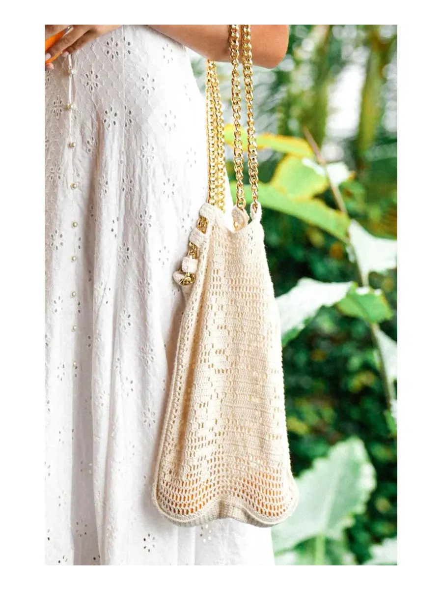 Женская сумка The Oma Crochet Bag Brunna.co — изображение 5 из 8, белый