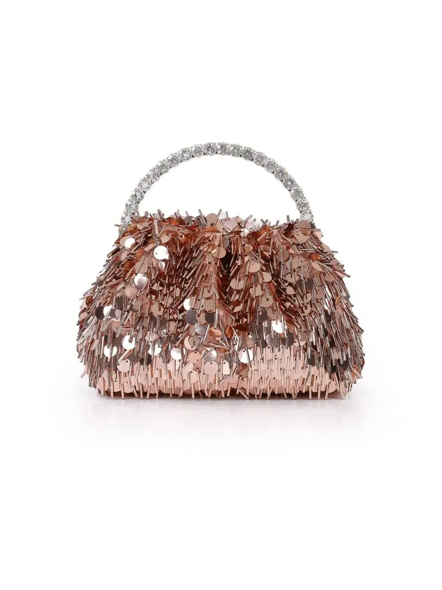 Клатч с бахромой и пайетками, модель Noa Mix Sequin Ombre Jewel Badgley Mischka — изображение 1 из 3, коричневый