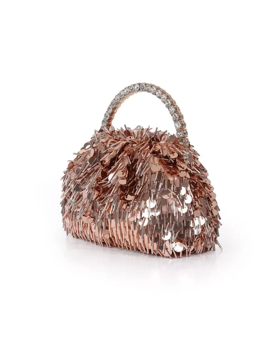 Клатч с бахромой и пайетками, модель Noa Mix Sequin Ombre Jewel Badgley Mischka — изображение 2 из 3, коричневый