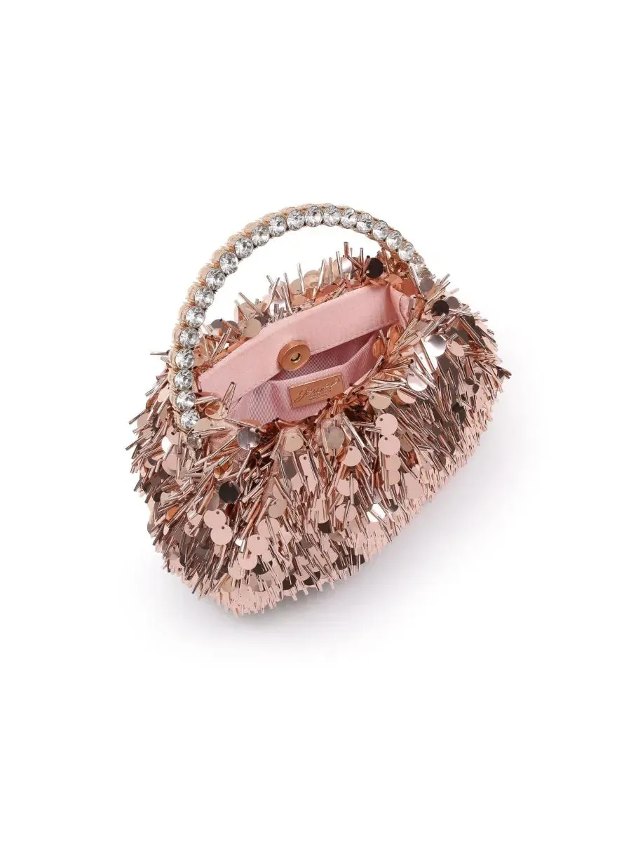 Клатч с бахромой и пайетками, модель Noa Mix Sequin Ombre Jewel Badgley Mischka — изображение 3 из 3, коричневый