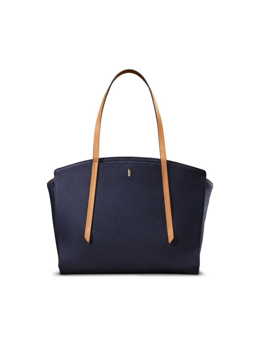 Сумка-шопер с мягкой структурой, с кожаной отделкой, Reserve Women's Carryall Tote Hartmann — изображение 2 из 7, темно-синий