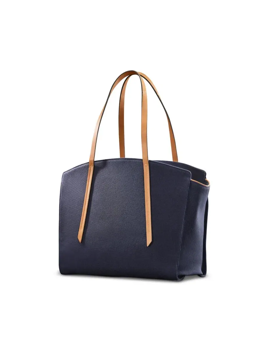 Сумка-шопер с мягкой структурой, с кожаной отделкой, Reserve Women's Carryall Tote Hartmann — изображение 3 из 7, темно-синий
