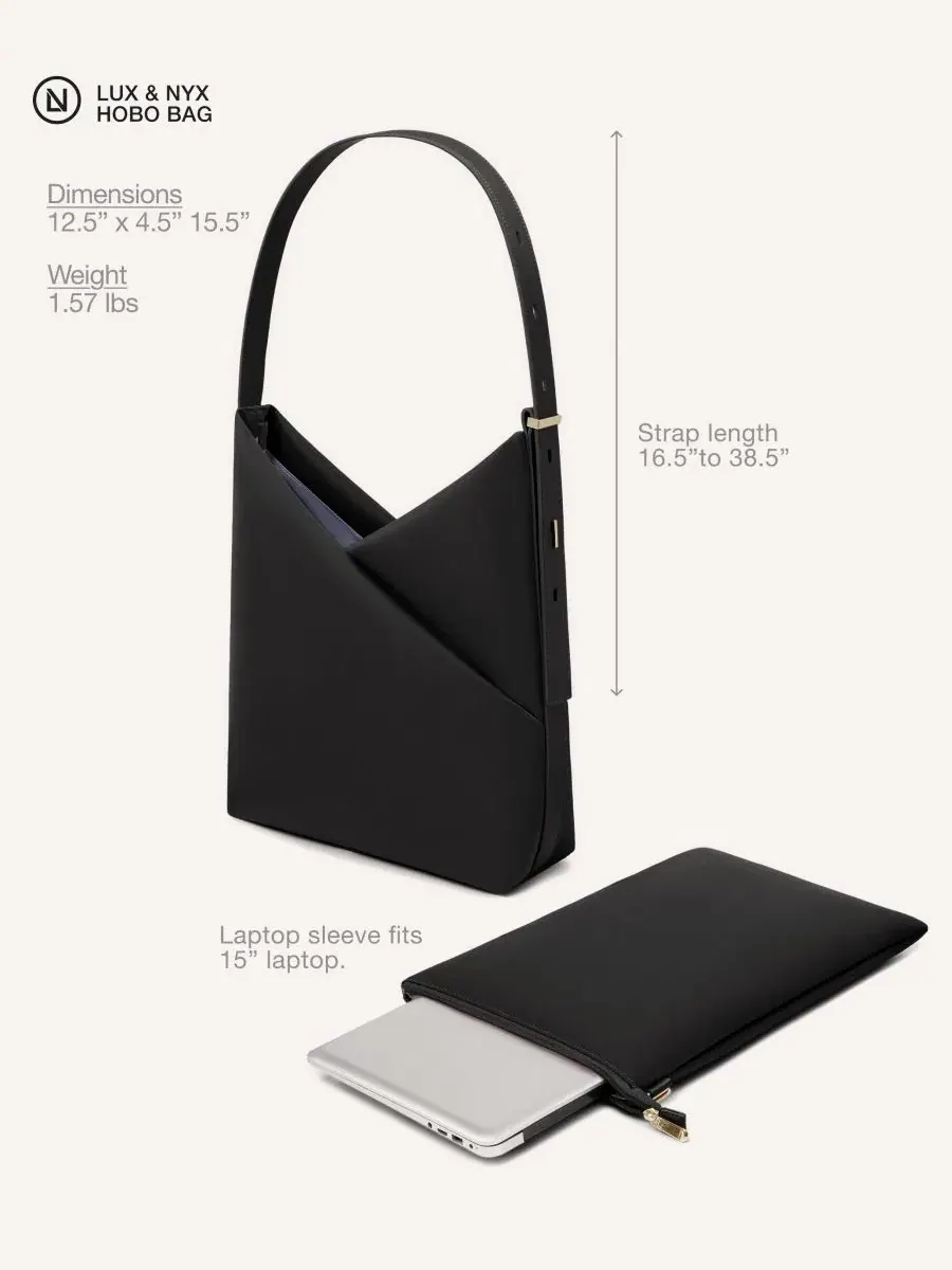 Сумка-хобо Origami Convertible с чехлом для ноутбука 15" Lux & Nyx — изображение 8 из 11, черный