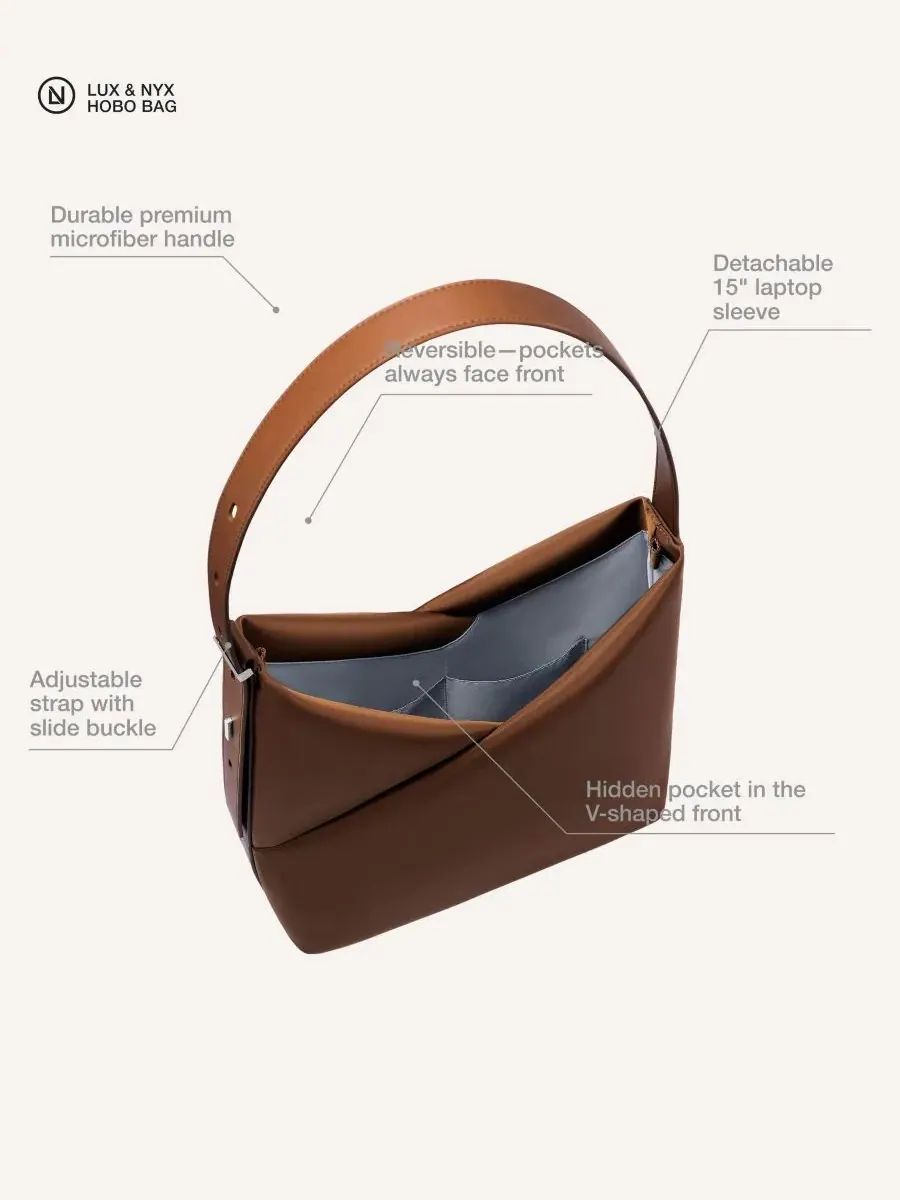 Сумка-шопер Origami Convertible Hobo Bag Lux & Nyx — изображение 3 из 11, сепия