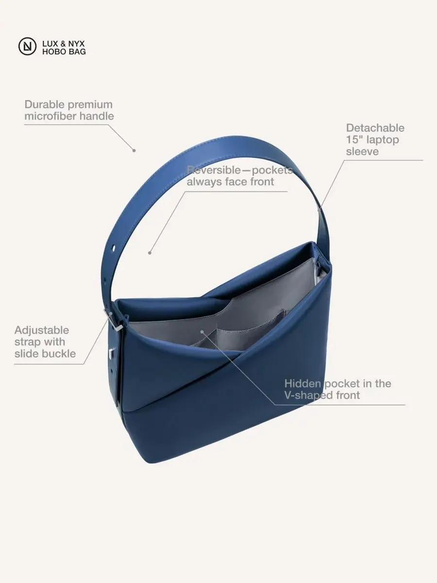 Сумка-шопер Origami Convertible с отстегивающимся рукавом для ноутбука 15 дюймов Lux & Nyx — изображение 3 из 11, темно-синий