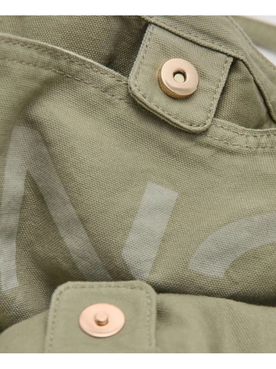 Сумка-шопер из хлопкового канваса с люверсами Eyelets Canvas Bag MANGO — изображение 2 из 9, бирюзовый