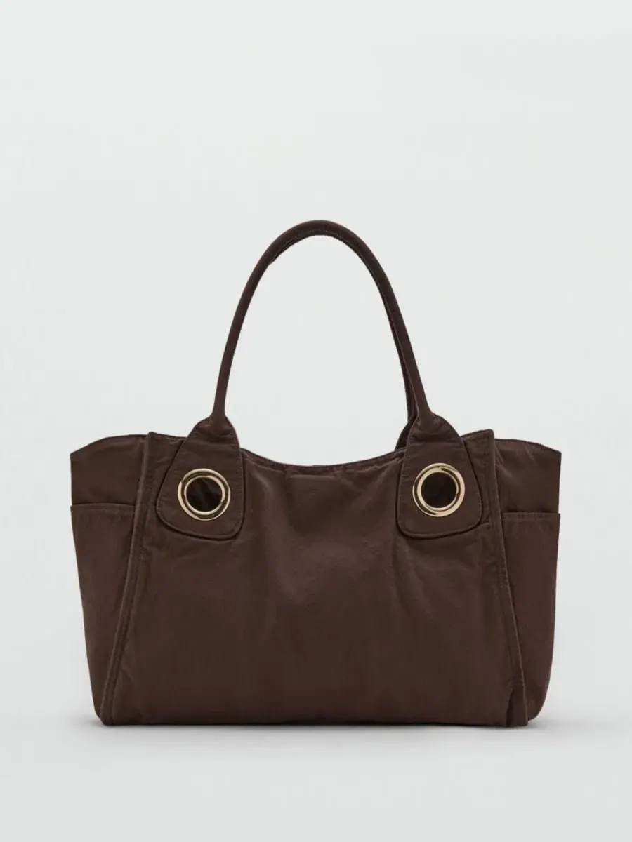 Сумка-шопер с люверсами Canvas Eyelets MANGO