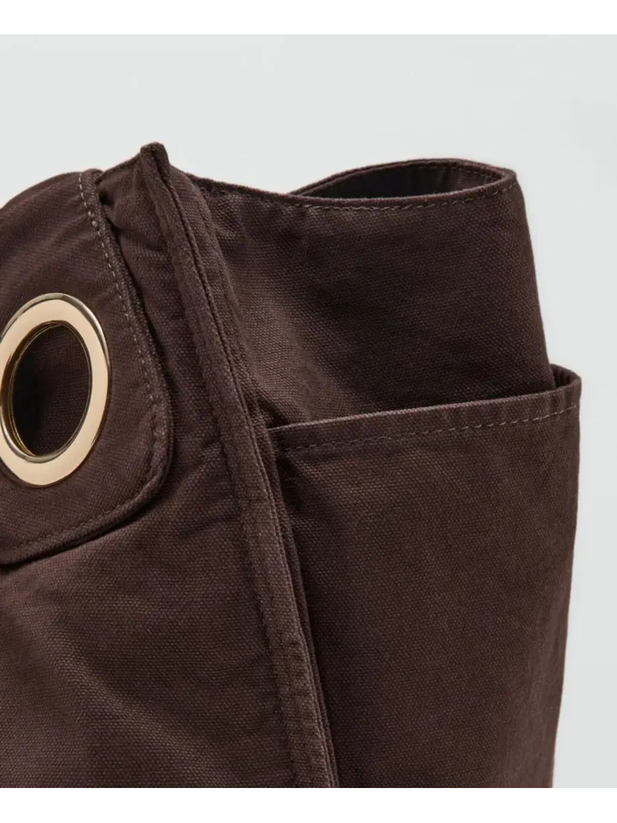 Сумка-шопер с люверсами Canvas Eyelets MANGO — изображение 3 из 10, коричневый