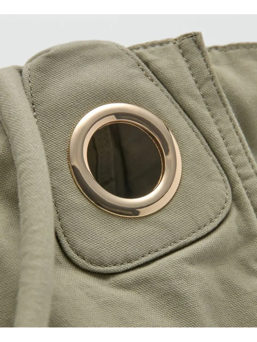Сумка-шопер с люверсами Canvas Eyelets MANGO — изображение 8 из 10, коричневый
