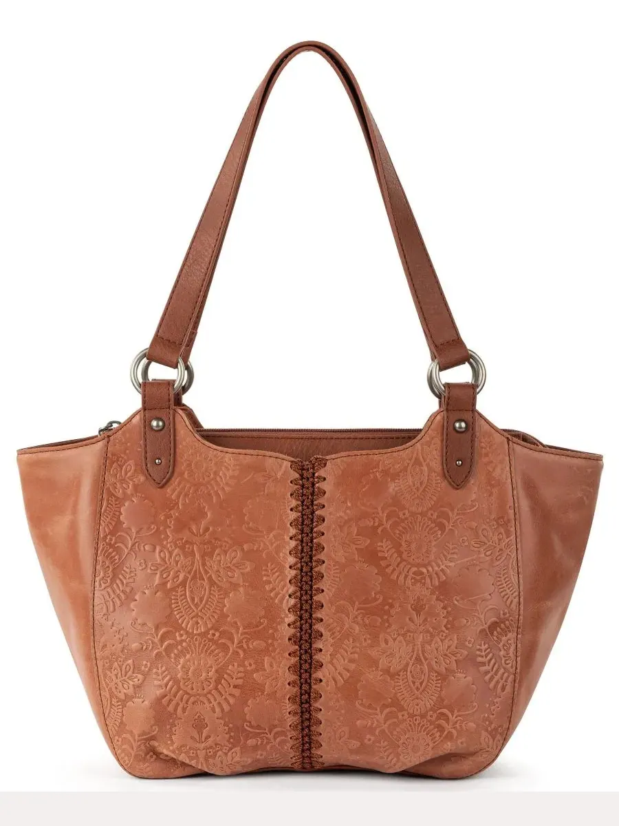 Сумка-шопер из кожи с принтом Bolinas Leather Extra-Large Satchel The Sak — коричневый