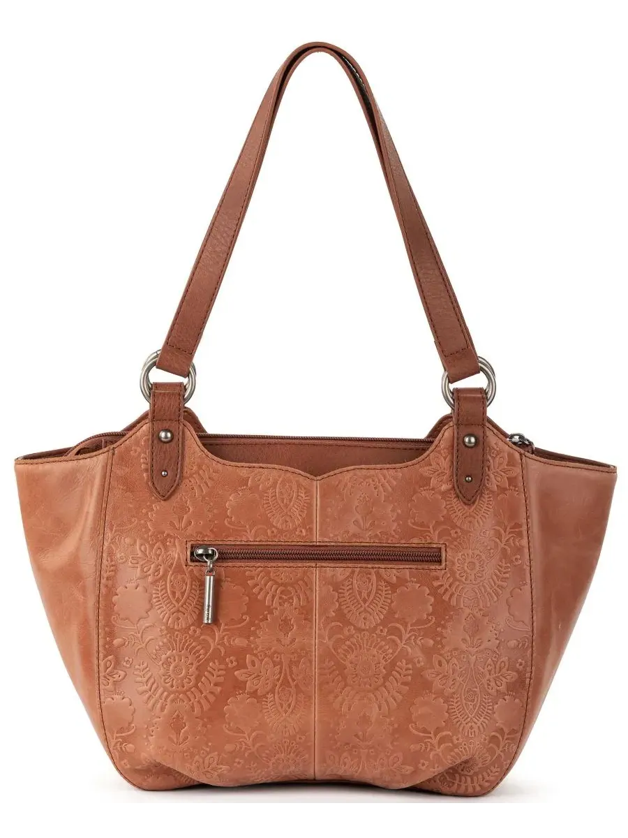 Сумка-шопер из кожи с принтом Bolinas Leather Extra-Large Satchel The Sak — изображение 2 из 5, коричневый