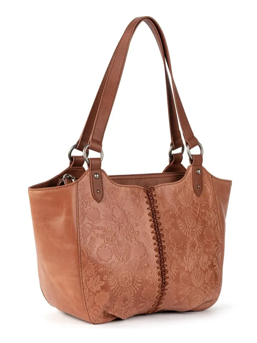 Сумка-шопер из кожи с принтом Bolinas Leather Extra-Large Satchel The Sak — изображение 3 из 5, коричневый