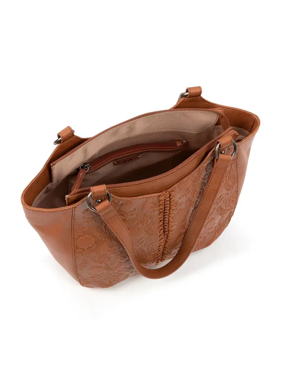Сумка-шопер из кожи с принтом Bolinas Leather Extra-Large Satchel The Sak — изображение 4 из 5, коричневый