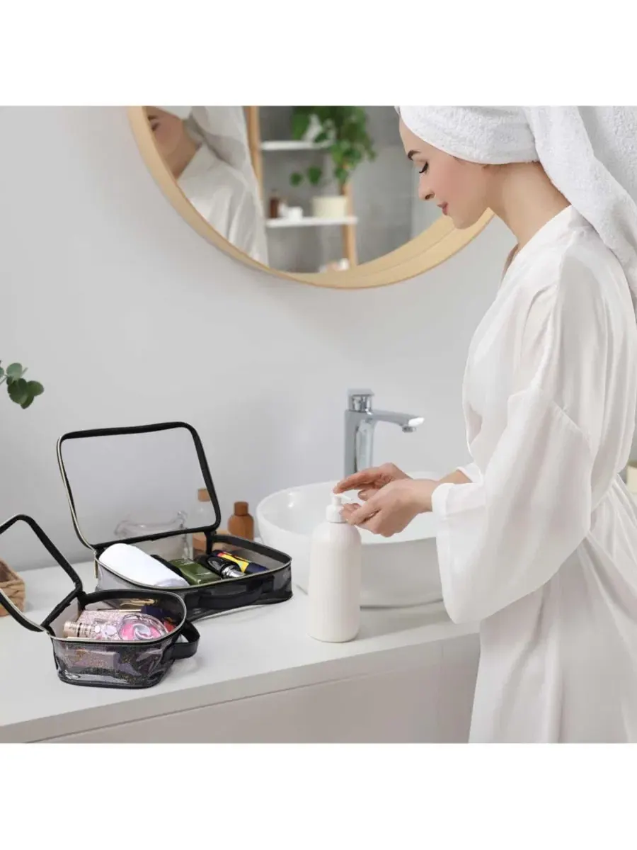 Набор косметичек из 2 предметов с блестками Byootique — изображение 7 из 10, черный