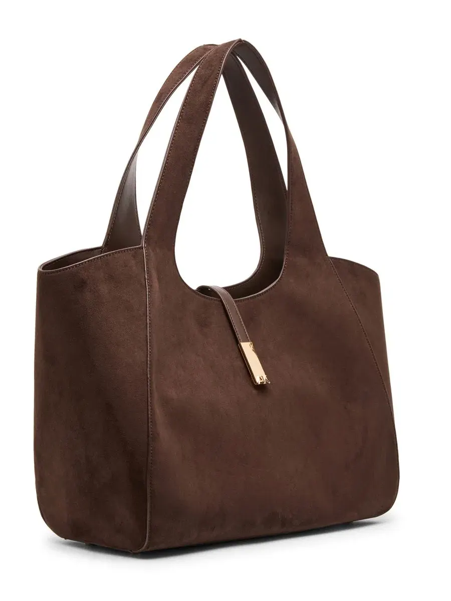 Сумка-шопер с бар-фурнитурой, модель Extra-Large Top Handle Tote Anne Klein — изображение 3 из 7, коричневый