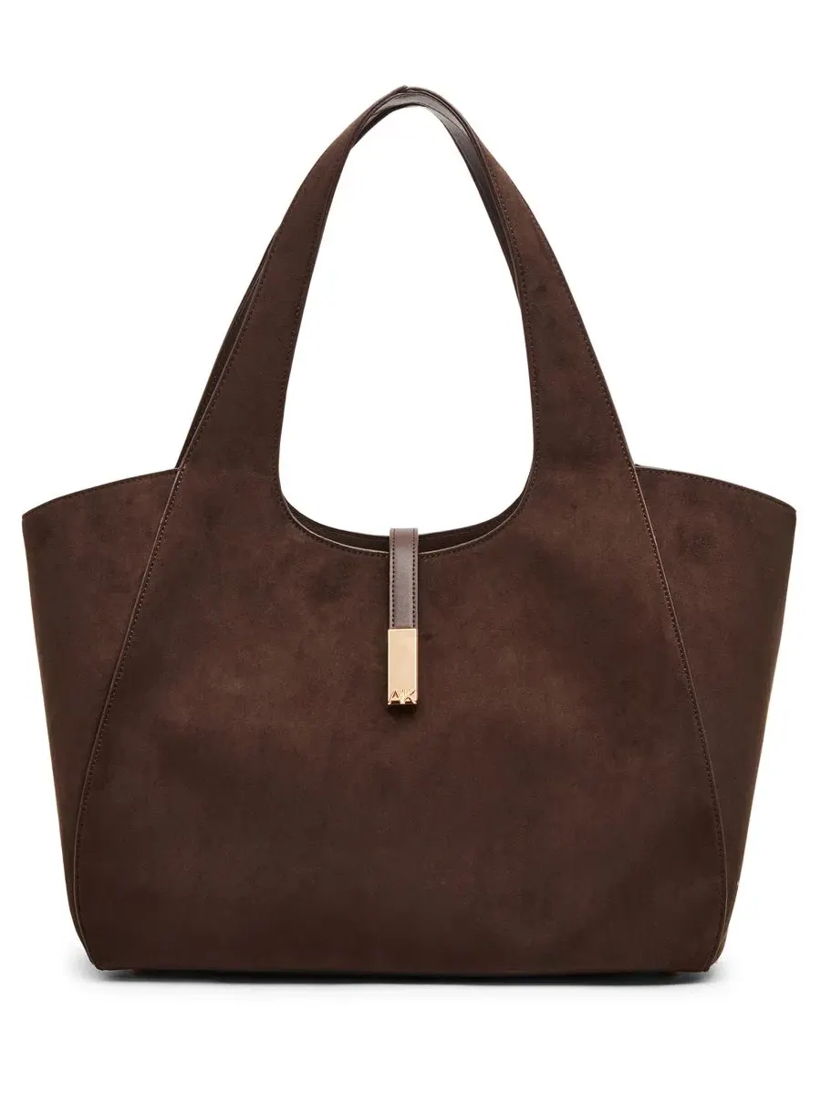 Сумка-шопер с бар-фурнитурой, модель Extra-Large Top Handle Tote Anne Klein — изображение 5 из 7, коричневый