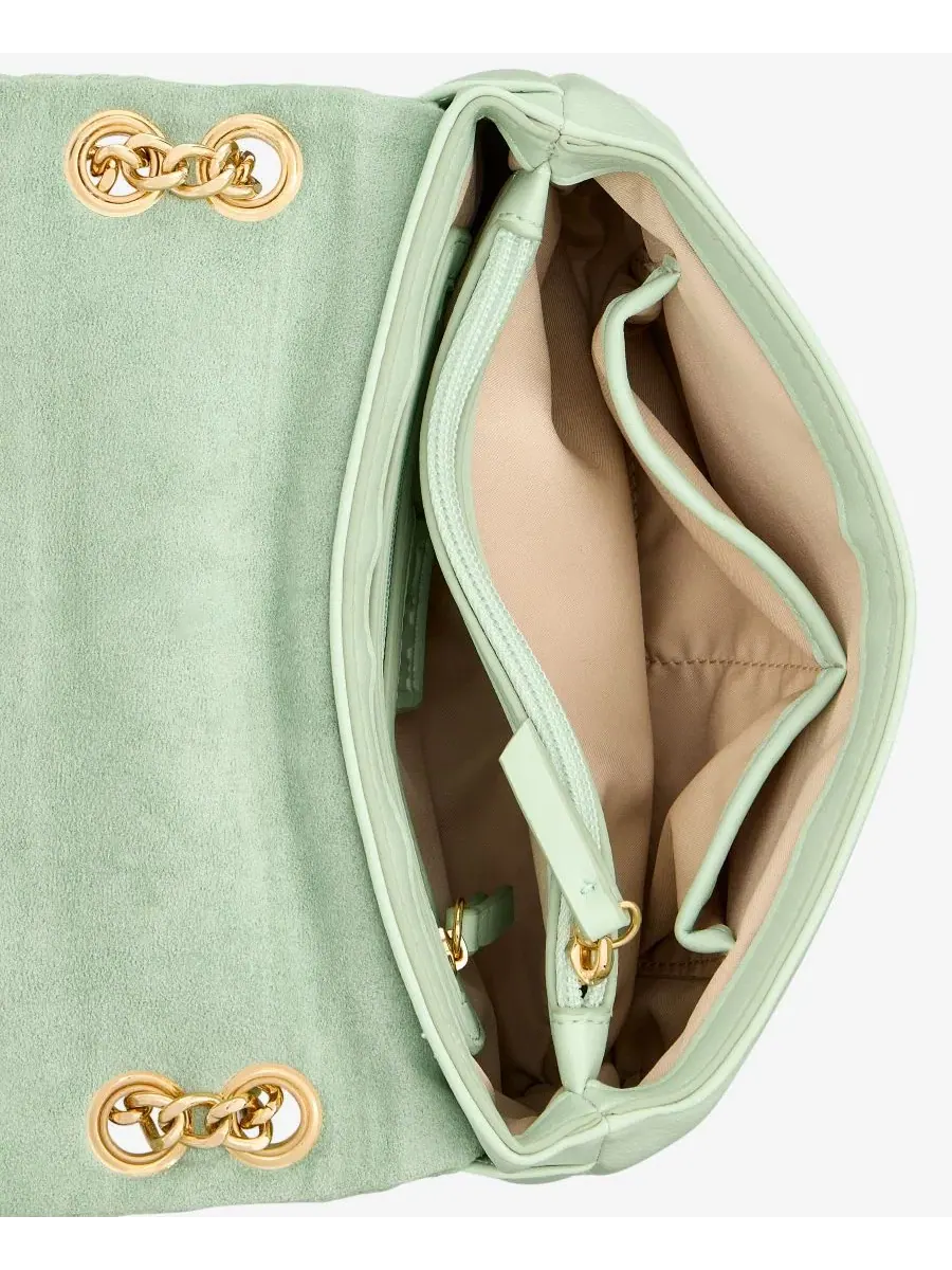 Мини-сумка через плечо с текстурой из замши, модель Mini Ajae Ruched Suede I.N.C. International — изображение 4 из 7, зеленый