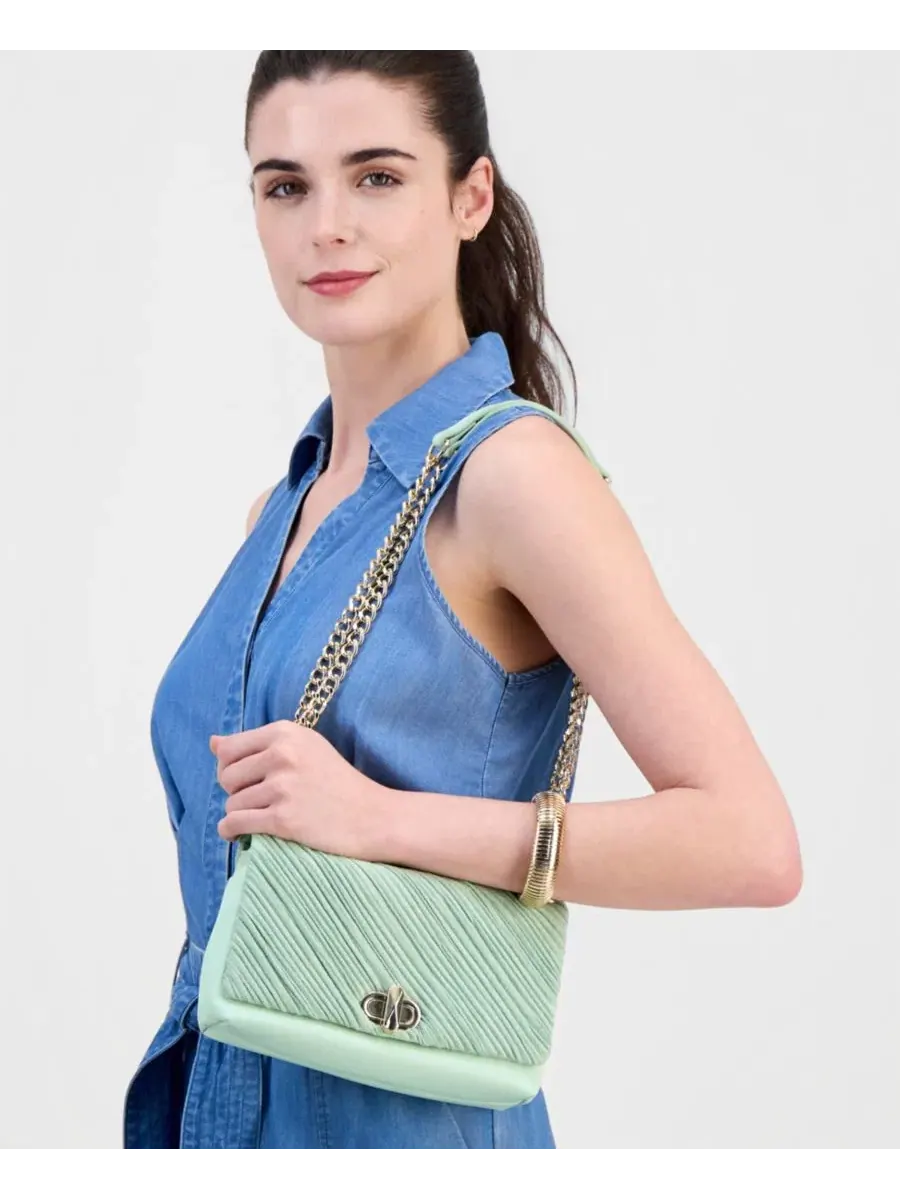 Мини-сумка через плечо с текстурой из замши, модель Mini Ajae Ruched Suede I.N.C. International — изображение 7 из 7, зеленый