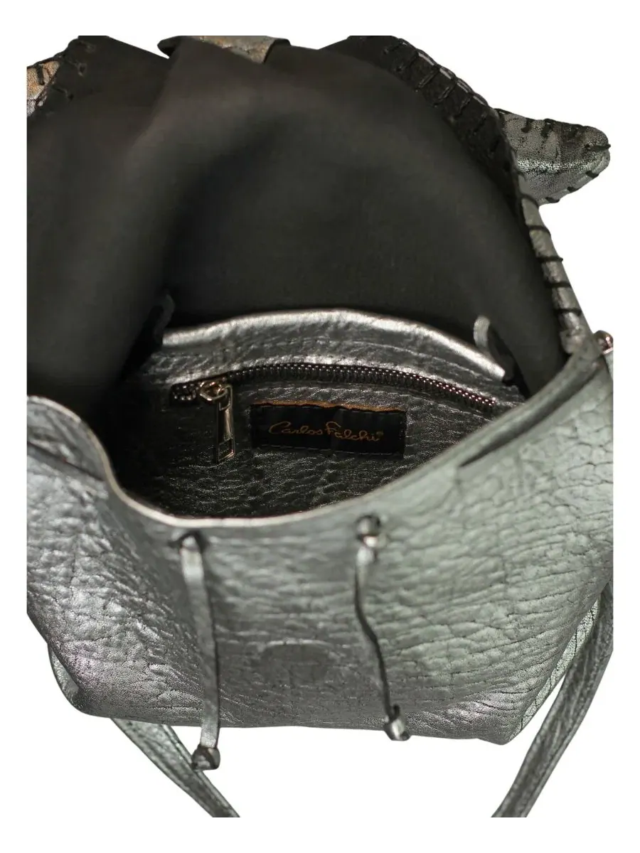 Сумка-шопер из ягнячьей кожи с двумя съемными ремнями Medium Butterfly Lambskin Bag Carlos Falchi — изображение 8 из 9