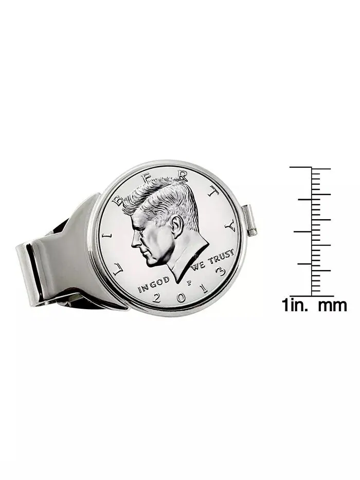 Мужской зажим для денег в форме полудоллара для монеты JFK JFK American Coin Treasures — изображение 3 из 3, серебряный