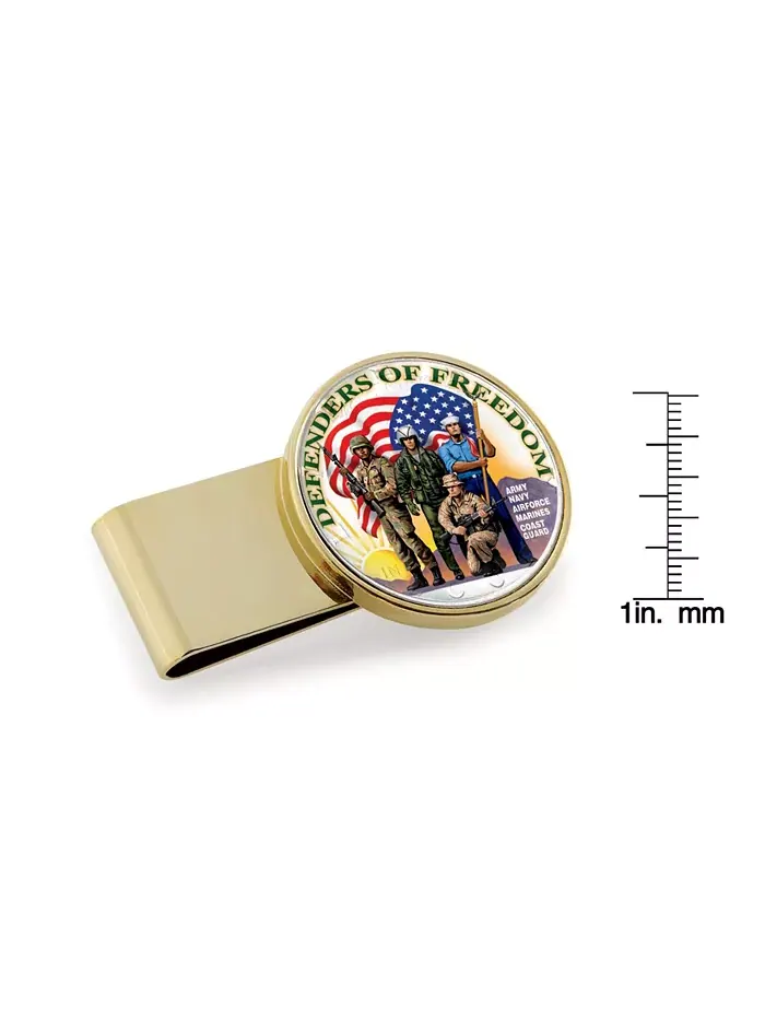 Мужская зажим для денег из нержавеющей стали Defenders of Freedom Colorized JFK Half Dollar с — изображение 2 из 2