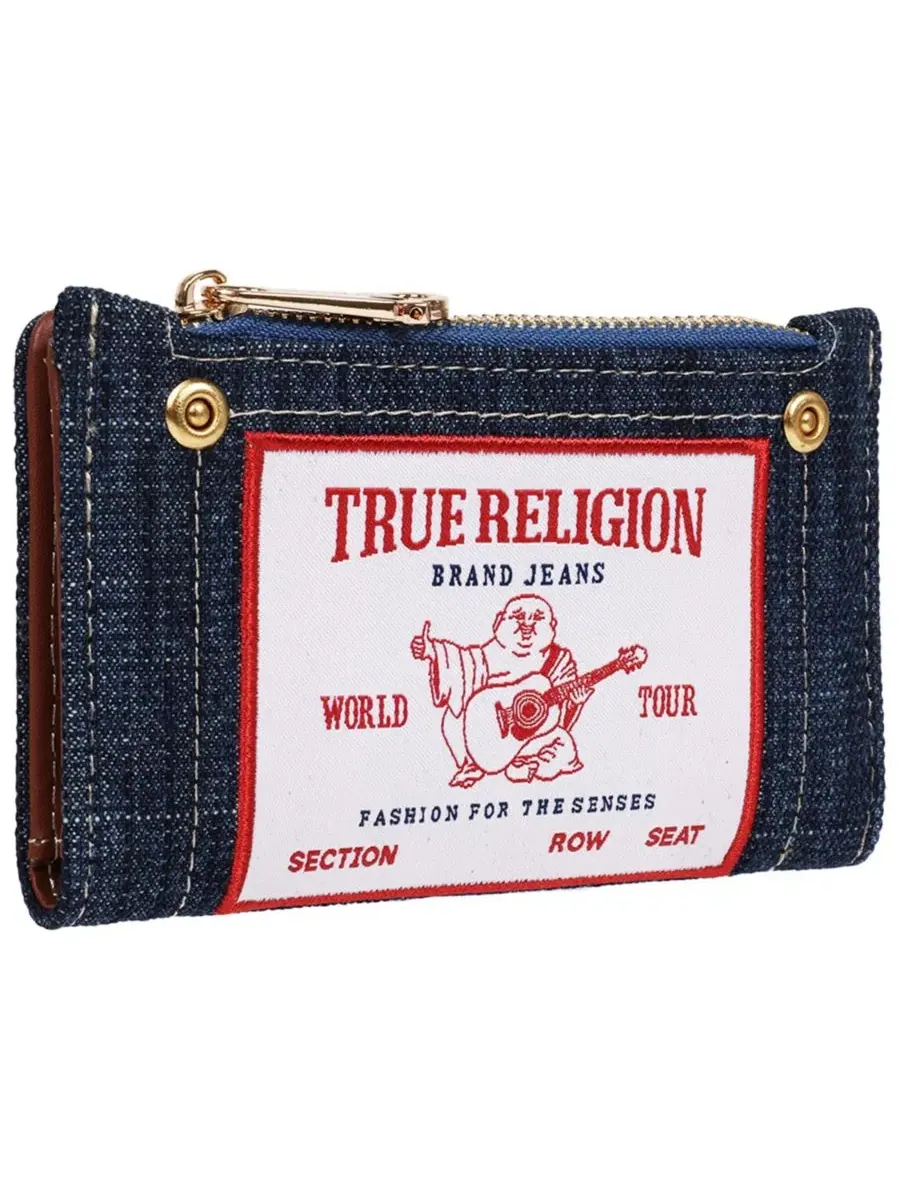 Компактный кошелек с вышивкой-патчем Buddha Patch True Religion — изображение 2 из 6, темный джинсовый синий