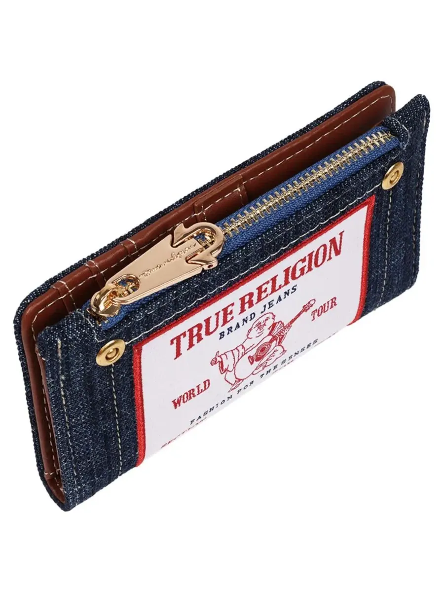Компактный кошелек с вышивкой-патчем Buddha Patch True Religion — изображение 3 из 6, темный джинсовый синий