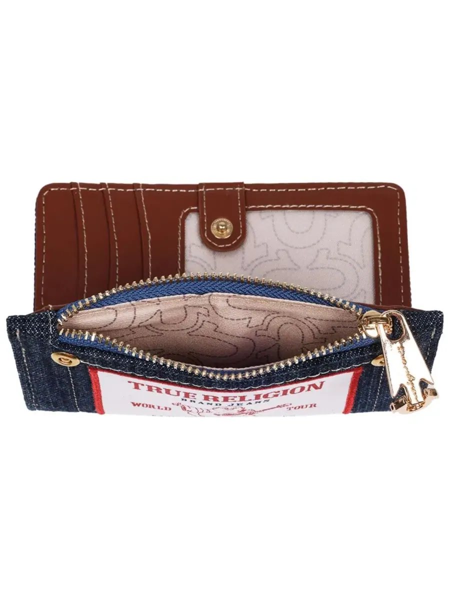 Компактный кошелек с вышивкой-патчем Buddha Patch True Religion — изображение 5 из 6, темный джинсовый синий