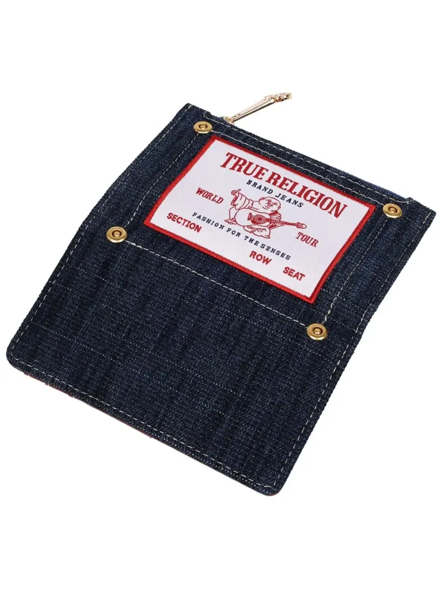 Компактный кошелек с вышивкой-патчем Buddha Patch True Religion — изображение 6 из 6, темный джинсовый синий