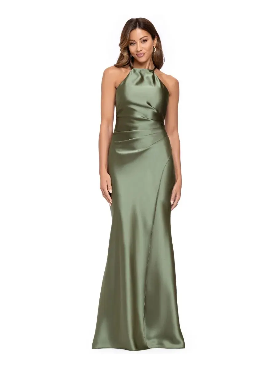 Вечернее платье-халтер без рукавов Satin Halter Gown XSCAPE