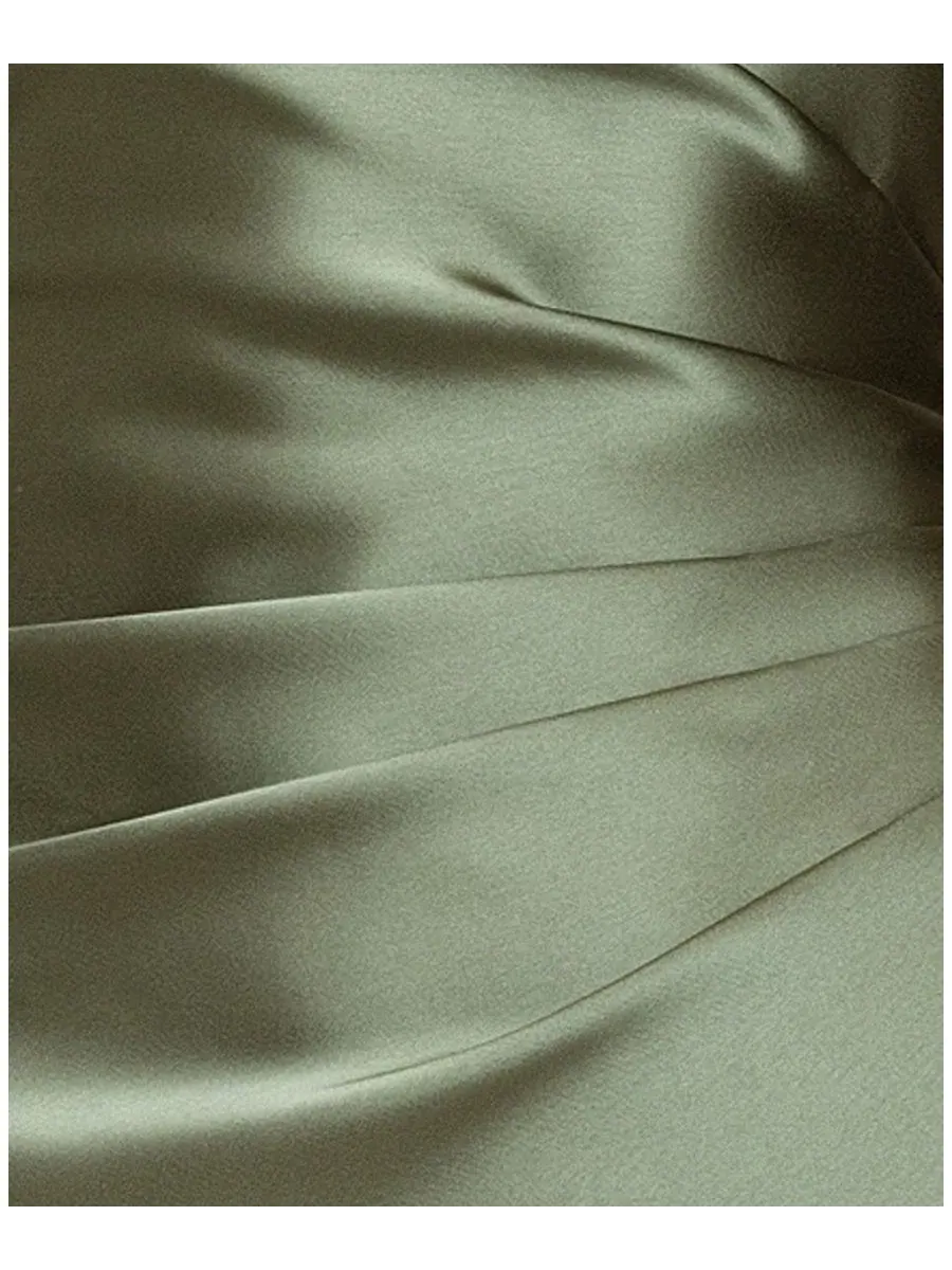 Вечернее платье-халтер без рукавов Satin Halter Gown XSCAPE — изображение 5 из 5, оливковый