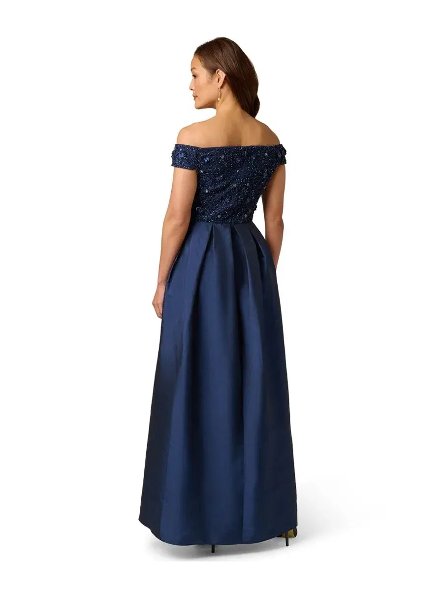 Вечернее платье с бисером и тафтой, модель Beaded Taffeta Overlay Ball Gown Adrianna Papell — изображение 3 из 4
