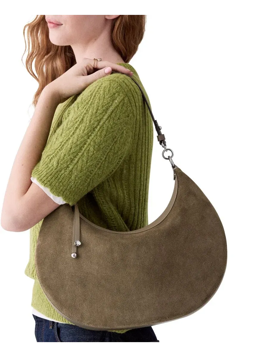 Сумка через плечо Liv Suede Large Shoulder Handbag kate spade new york — изображение 5 из 6, бежевый