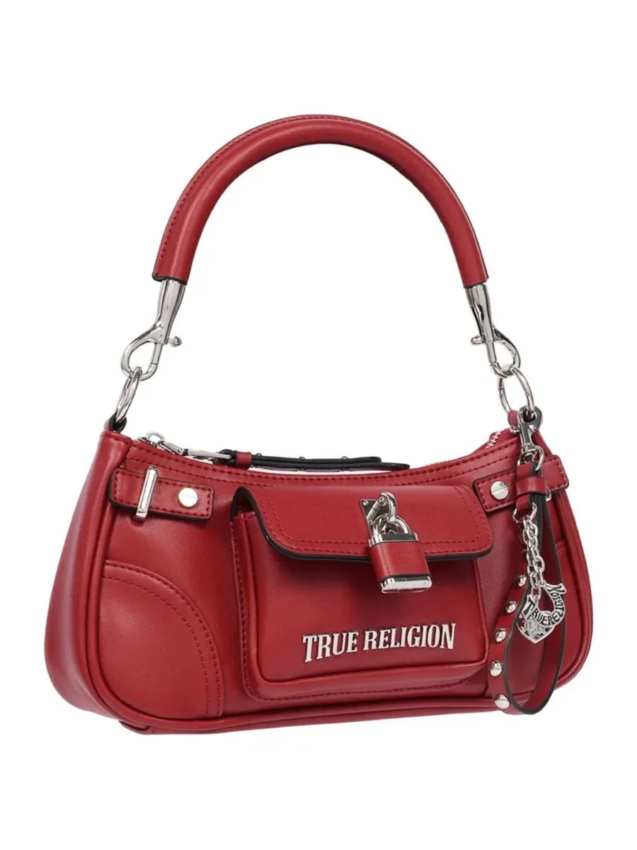 Сумка через плечо с цепочкой и замком, модель Moto Shoulder Bag True Religion — изображение 2 из 8, темный джинсовый синий