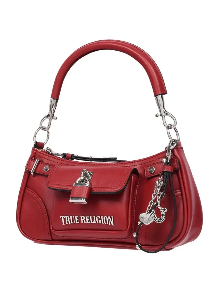 Сумка через плечо с цепочкой и замком, модель Moto Shoulder Bag True Religion — изображение 3 из 8, темный джинсовый синий
