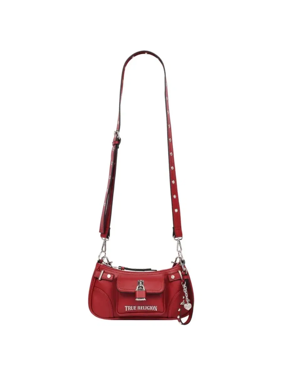 Сумка через плечо с цепочкой и замком, модель Moto Shoulder Bag True Religion — изображение 7 из 8, темный джинсовый синий