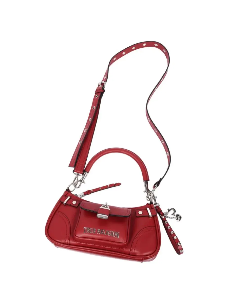 Сумка через плечо с цепочкой и замком, модель Moto Shoulder Bag True Religion — изображение 8 из 8, темный джинсовый синий