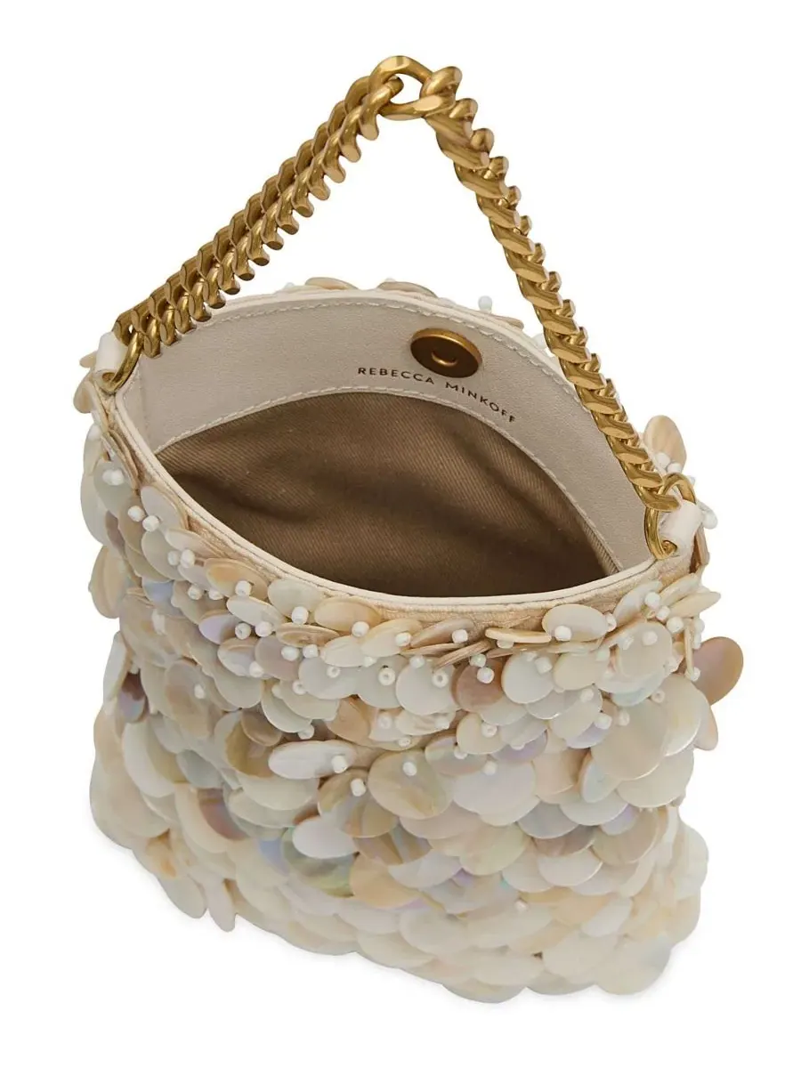 Мини-сумка для телефона Ashlee Mini iPhone Pouch с переливающимися пайетками Rebecca Minkoff — изображение 3 из 3, перламутр