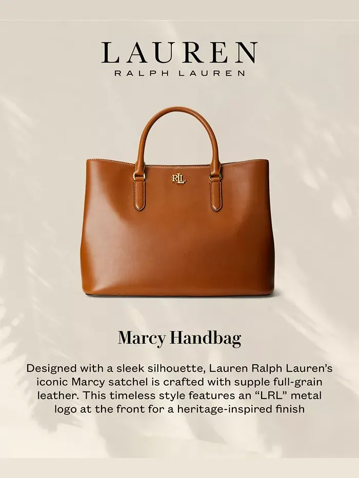 Женская сумка-сатчел Marcy Large из гладкой натуральной кожи Lauren Ralph Lauren — изображение 7 из 11, бежевый