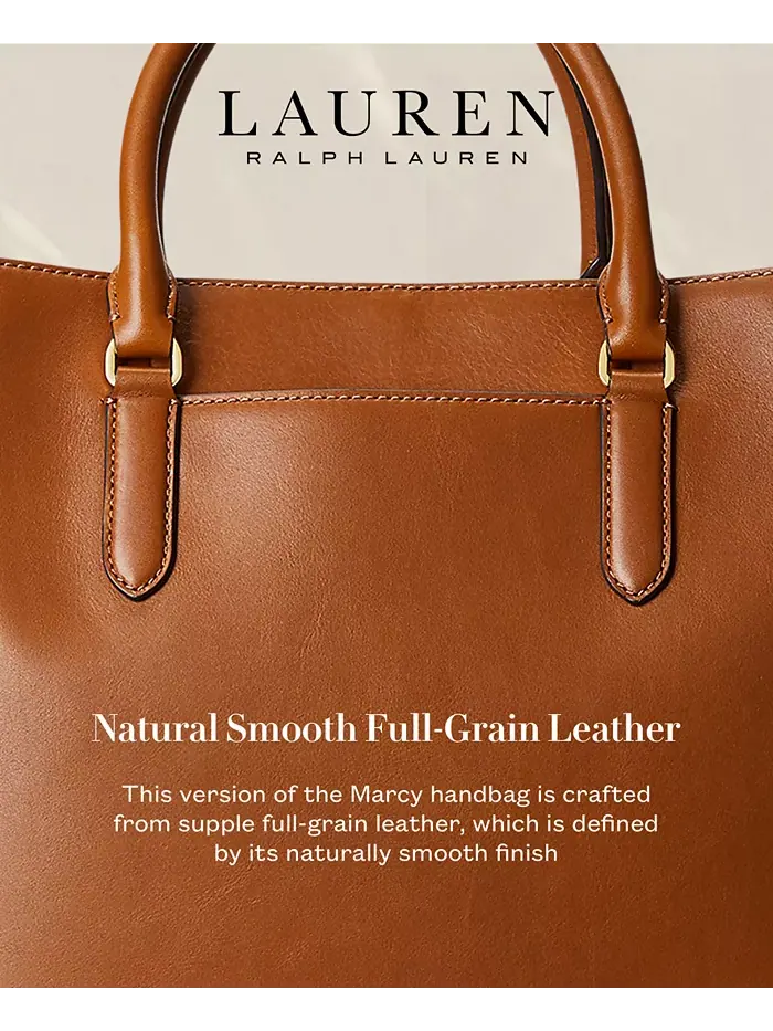 Женская сумка-сатчел Marcy Large из гладкой натуральной кожи Lauren Ralph Lauren — изображение 9 из 11, бежевый