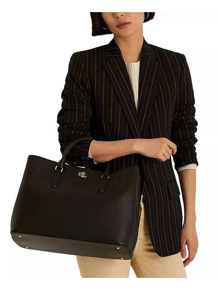 Женская сумка Marcy Satchel из гладкой натуральной кожи большого размера Lauren Ralph Lauren — изображение 1 из 11, черный