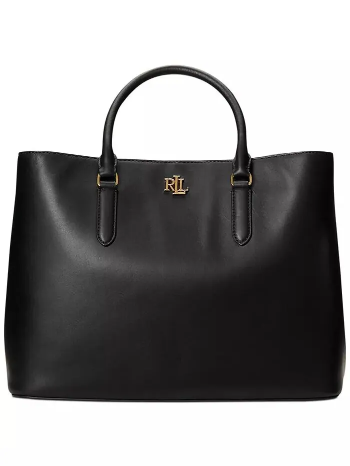 Женская сумка Marcy Satchel из гладкой натуральной кожи большого размера Lauren Ralph Lauren — изображение 3 из 11, черный