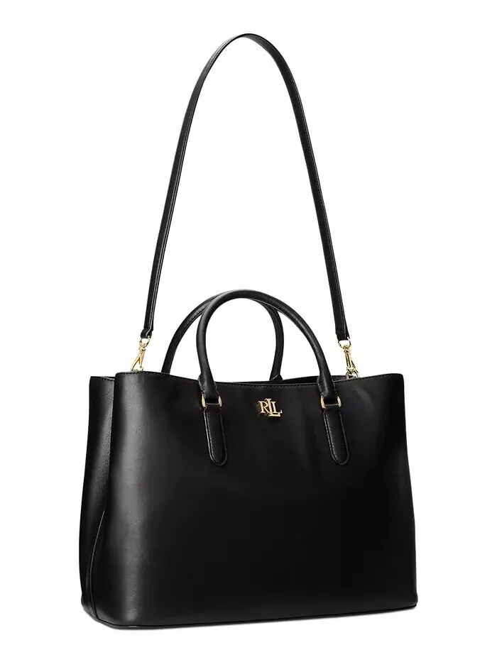 Женская сумка Marcy Satchel из гладкой натуральной кожи большого размера Lauren Ralph Lauren — изображение 5 из 11, черный