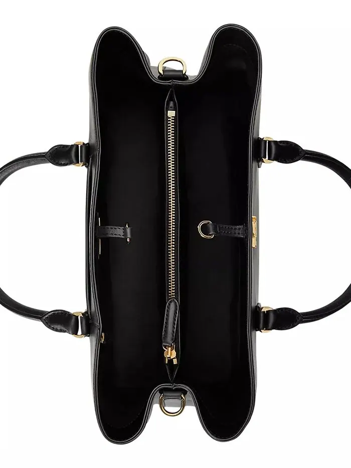 Женская сумка Marcy Satchel из гладкой натуральной кожи большого размера Lauren Ralph Lauren — изображение 6 из 11, черный