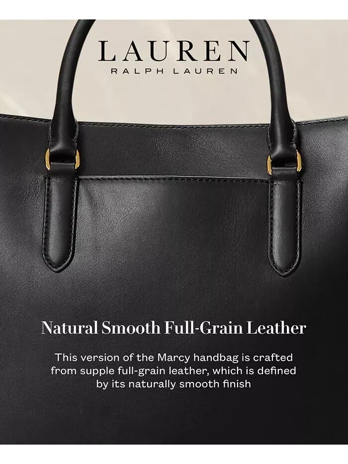 Женская сумка Marcy Satchel из гладкой натуральной кожи большого размера Lauren Ralph Lauren — изображение 9 из 11, черный
