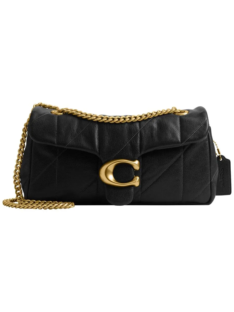 Сумка через плечо COACH Slouch Tabby Medium из стеганой кожи — изображение 1 из 10, черный