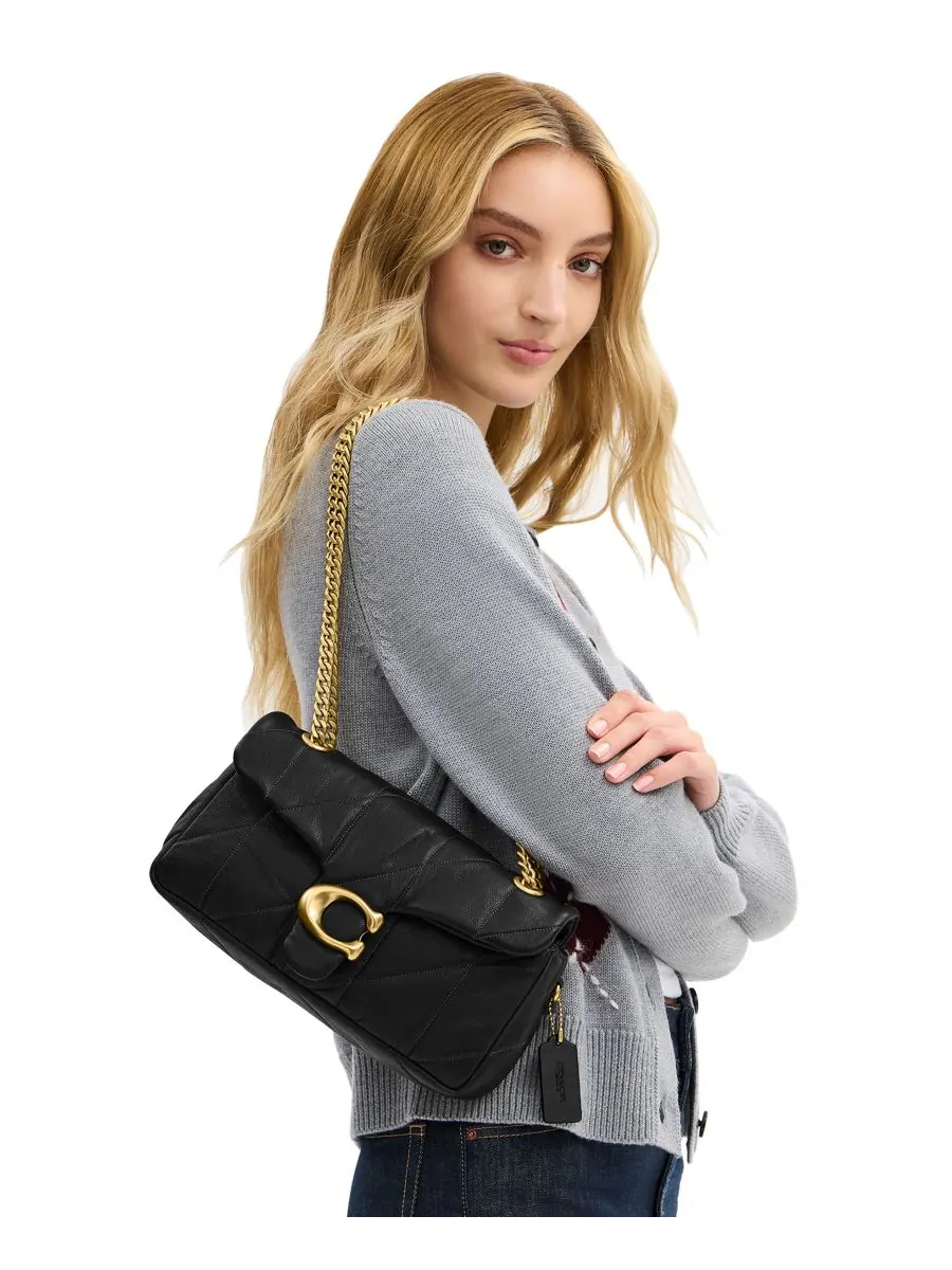 Сумка через плечо COACH Slouch Tabby Medium из стеганой кожи — изображение 3 из 10, черный