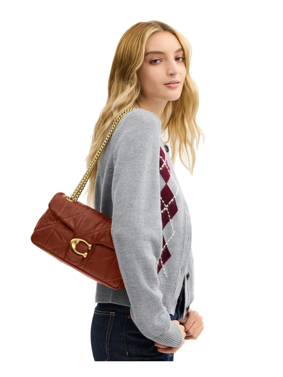 Сумка через плечо COACH Slouch Tabby Medium из стеганой кожи — изображение 3 из 10, коричневый