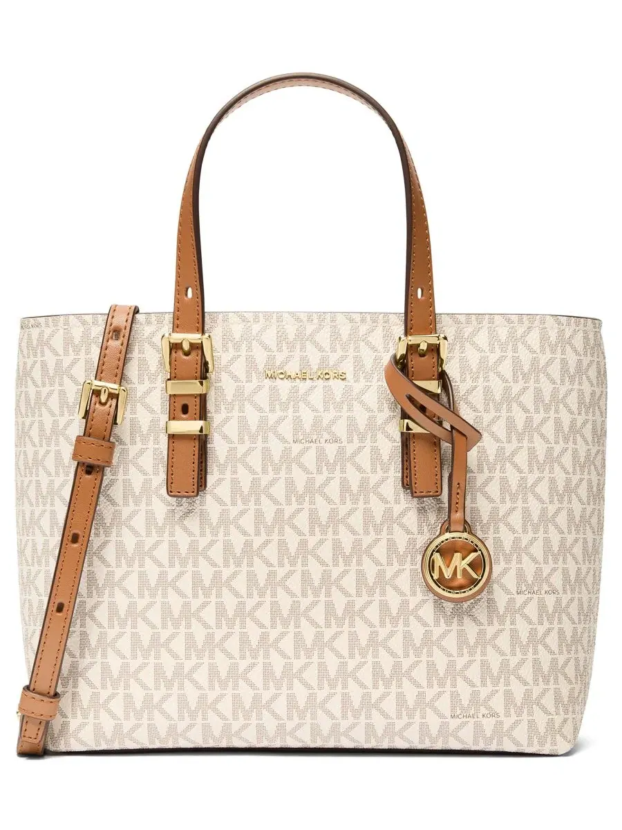 Сумка женская малая шоппер Michael Kors Quinn East West Tote Vanilla Acorn, ванильный/ореховый — изображение 1 из 3