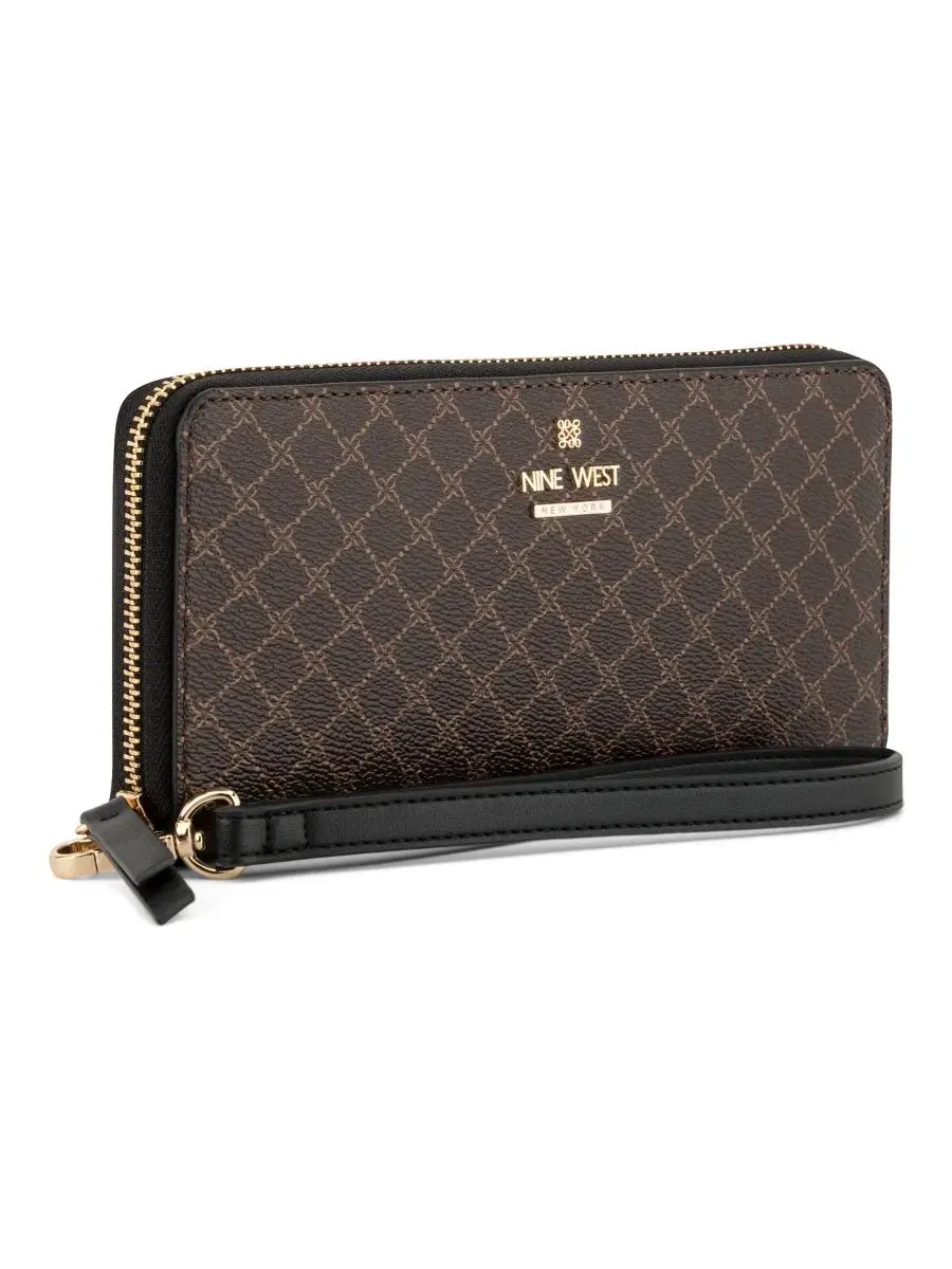 Косметичка-органайзер с ремешком на запястье Luela Zip Around Wristlet Nine West — изображение 3 из 4, коричневый/черный